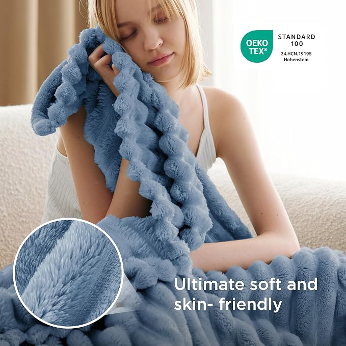 Bedsure Soft Twin XL Blanket for Bed Dorm Blue 66"x90" | Birthday Gifts for - Image 4