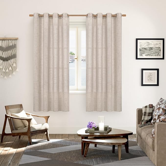 YoungsTex Natural Linen Curtains 72 Inch Long 2 Panels - Image 2