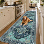 RELEANY Washable Area Rug, Runner 3'x12', Teal | Non-Slip, Water Repellent - Image 2