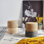 Wimarsbon Round Pouf Ottomans, Handwoven Natural Water Hyacinth Seagrass Pouffe - Image 6
