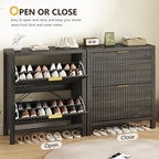 YOMILUVE Shoe Cabinet Storage for Entryway, Fluted Shoe Cabinet - Image 7