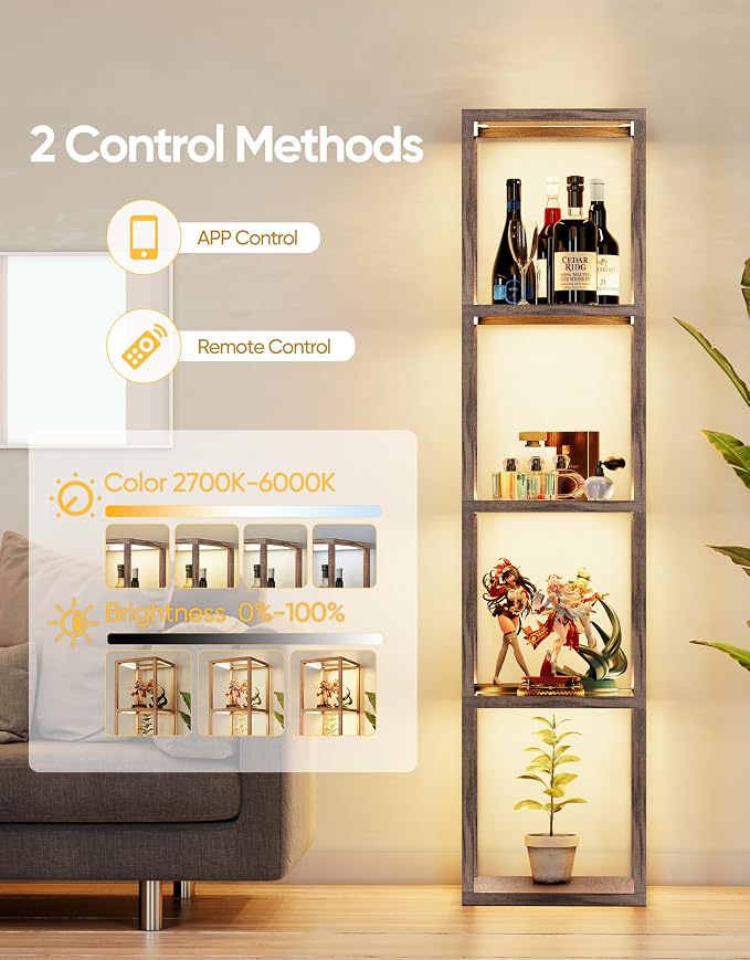 PARTPHONER Floor Lamp Glass Display Shelf - Image 2