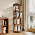 4-Tier Solid Wood Rotating Bookshelf on Wheels, 360° Spinning Book Shelf Tower by IUNVR