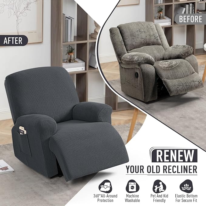 TAOCOCO Recliner Cover 4-Pieces, Recliner Stretch Sofa Slipcover, Recliner - Image 4