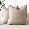MIULEE Decorative Linen Pillow Covers 18x18 Inch Natural Linen | Boho by MIULEE