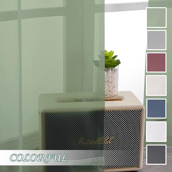 Chyhomenyc Sage Green Sheer Curtains 108 Inches Long - Image 7