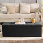 45.3 Inches Storage Ottoman Bench Foldable Seat Footrest Shoe Bench End of Bed - Image 2