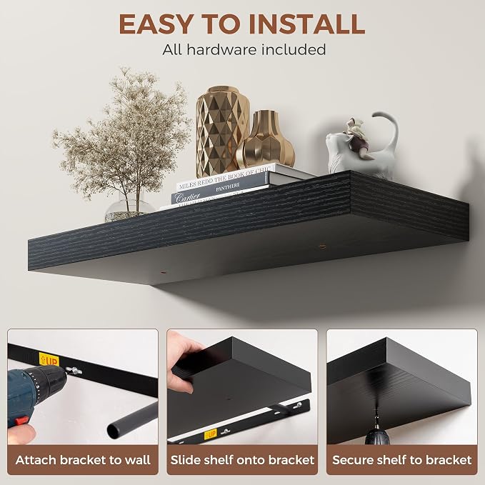 Dreamland 55 Inch Black Floating Shelves - Image 5
