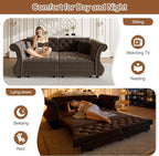 83.8" Oversized Pull Out Sofa Bed, Chesterfield Velvet Sleeper Sofa Couch - Image 3
