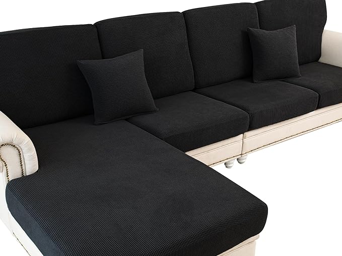 LA MEACK Couch Cushion Cover Chaise Lounge Cover Washable Separate Seat Chaise by LA+MEACK