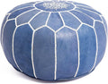 Genuine Leather Round Pouf Cover by MarrakeshGallery