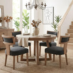 HNY Mid Century Modern Dining Chairs Set of 2, Farmhouse Linen Fabric - Image 7