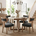 HNY Mid Century Modern Dining Chairs Set of 4, Farmhouse Linen Fabric by HNY