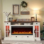 OKD Fireplace TV Stand for 80 Inch TV, Farmhouse Entertainment Center - Image 2