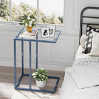C Table End Table, Glass Couch Side Table, Tempered Glass Snack Side Table - Image 2
