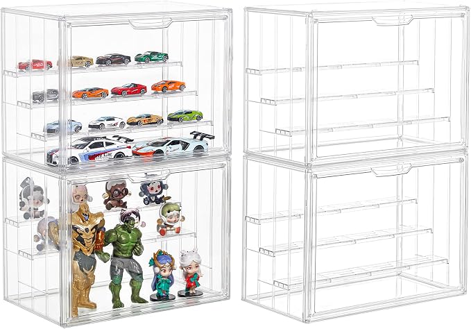 4 Pack Display Case for Collectibles 4 Layer Updated Adjustable Acrylic Display by LXLXXL