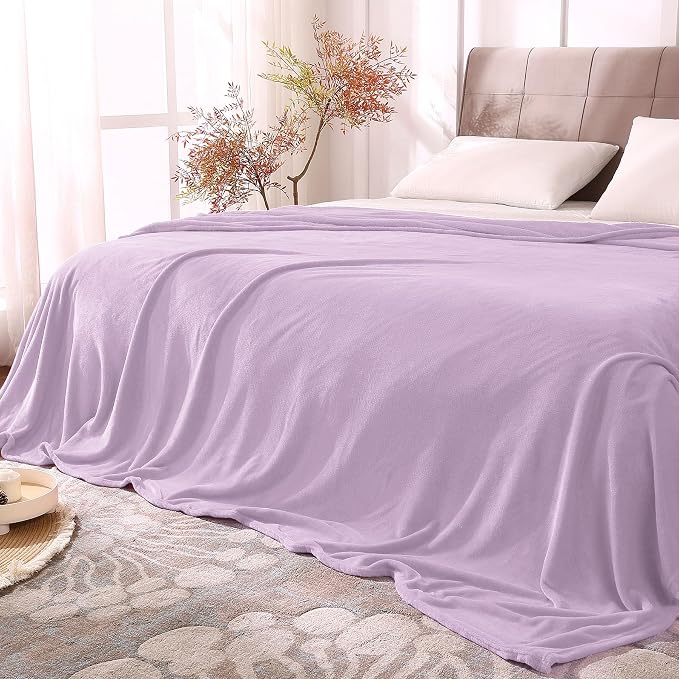BEDELITE Fleece Blanket Soft Plush King Size Bed Blanket Lilac 108"x90" | Ultra by BEDELITE