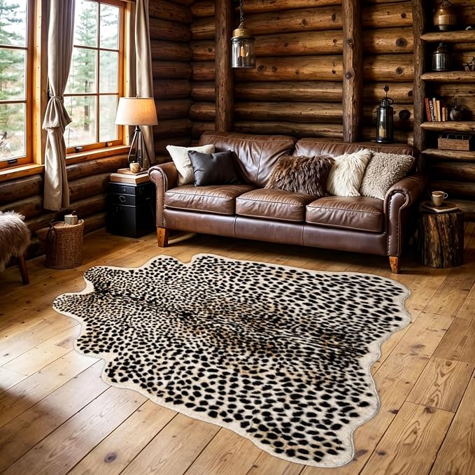 Cheetah Print Rug, Leopard Area Rug 4.6x5.7ft Faux Animal Print Skin Cheetah Rug - Image 5