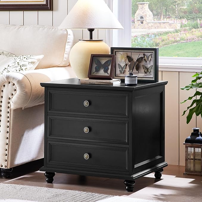 Joaxswe 24" Wide Farmhouse Night Stand, Large End Table by Joaxswe