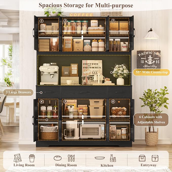 HOSTACK 71" Tall Pantry Cabinet - Image 3