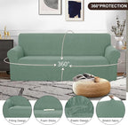 U-NICE HOME Oversized Stretch Couch Cover Slipcover, Cyan | 3 Cushion Sofa - Image 3