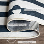 Front Door Mat Indoor Entrance, 2x4.3 Ft Blue and White Striped Rug | Washable - Image 3