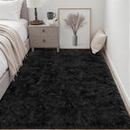 Area Rug Living Room Bedroom: 4x6 Fluffy Plush Shag Carpet Black | - Image 3