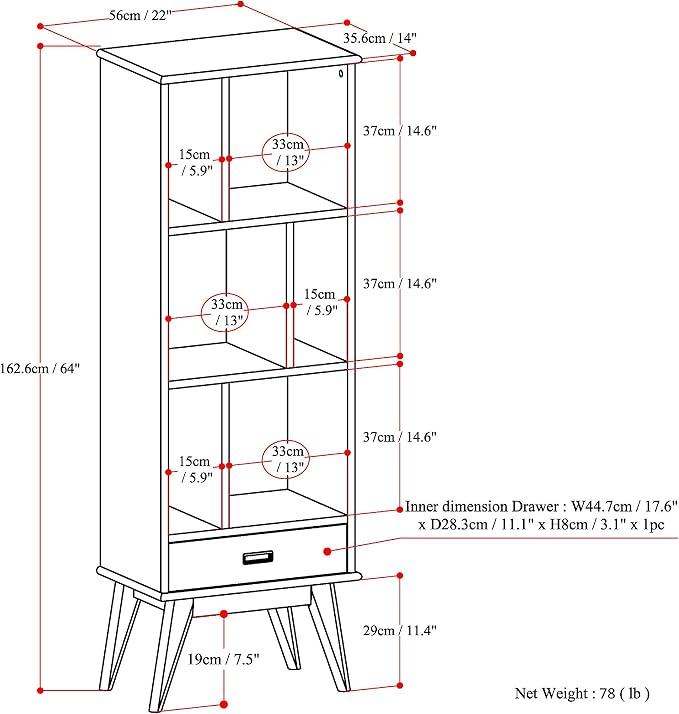 SIMPLIHOME Draper 22 inch Mid-Century Modern 6 Cubbie Bookcase - Image 13