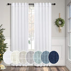 Pitalk White Semi Sheer Curtains 36 Inch Wide by Pitalk