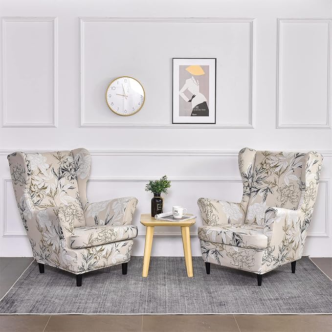 KRFOONN Wingback Chair Covers Slipcovers 2 Piece Stretch Wing Chair Covers - Image 7