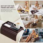 GEHE Bamboo Sofa Arm Tray, Foldable Couch Arm Tray Side Table, Anti-Falling - Image 4