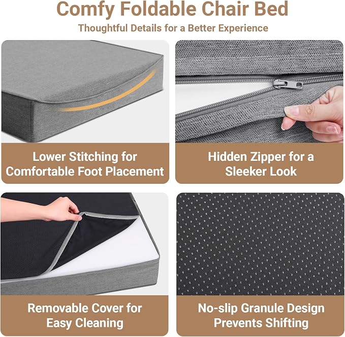 BeBen Folding Sofa Bed Chair, Convertible Sleeper Chair Futon Couch, Foldable - Image 7