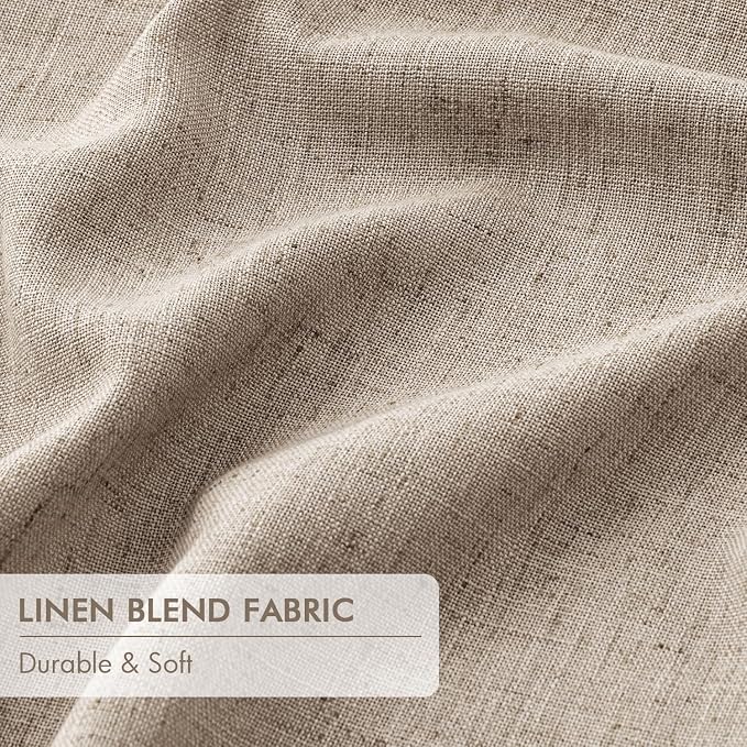 MIULEE Sand Pinch Pleated 100% Blackout Linen Curtains 40x108 Inches | Room - Image 6