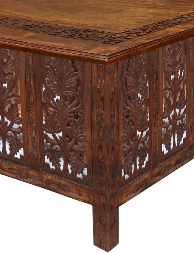COTTON CRAFT Solid Wood Coffee Table – Hand Carved Center Table - Image 5