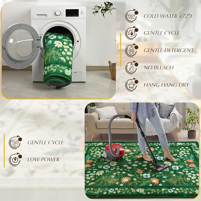 Area Rugs for Living Room, Non-Slip 4x6 Washable Rug for Bedroom, Vintage - Image 3