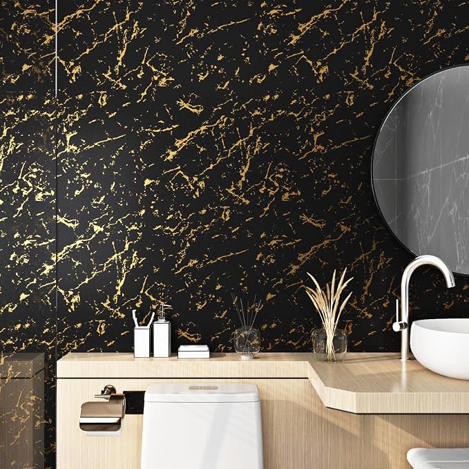 FunStick 36"x200" Wide Gold Black Peel and Stick Wallpaper - Image 7