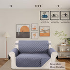 Reversible Loveseat Couch Sofa Covers, Dark Grey | Loveseat Covers - Image 2