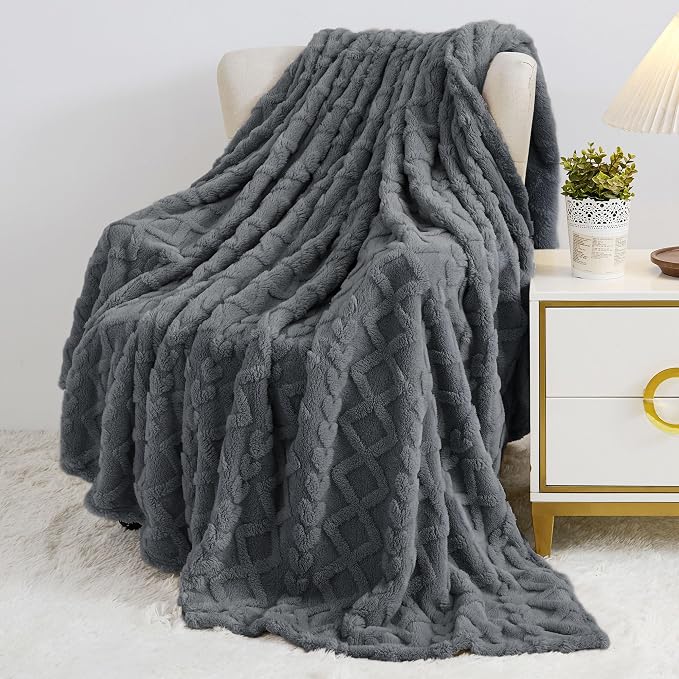 Aganear Fleece Throw Blanket for Couch Sofa 60"x80" Grey | Lightweight Fuzzy - Image 3