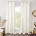 Cream Linen Curtains 84 Inch Length 2 Panels by LAMIT
