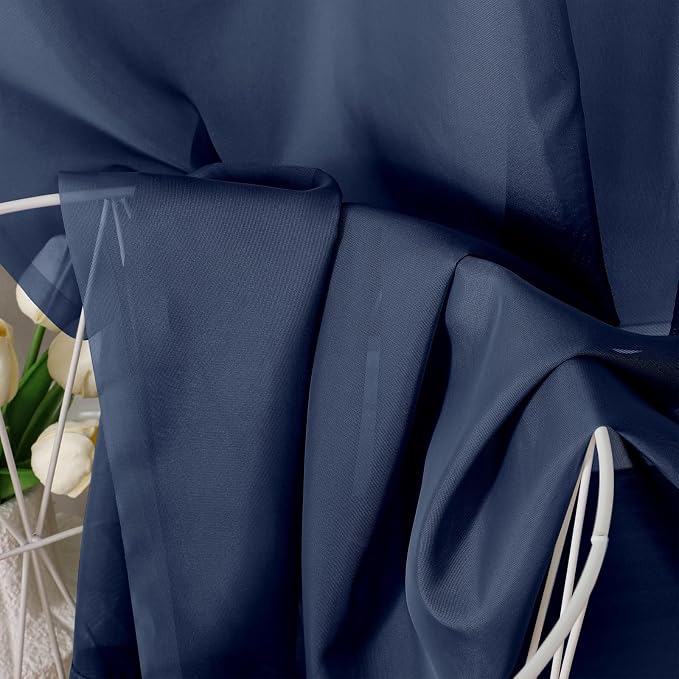 Navy Blue Sheer Curtains 78 Inches Long 2 Panels - Image 5
