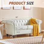 Chesterfield Loveseat Sofa, Modern Leather Small Sofa Couch 2 Seater - Image 2