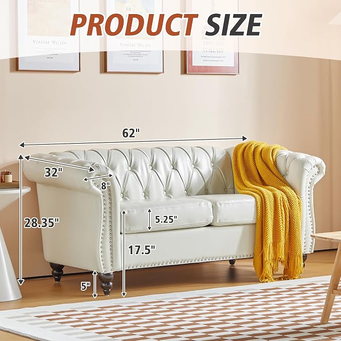 QHITTY 3 Piece Living Room Set, Sectional Chesterfield Sofa Chair Contemporary - Image 6