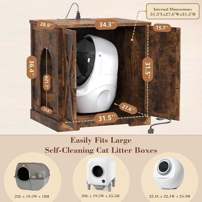 Heybly Litter Box Enclosure, Large Robot Cabinet - Image 4