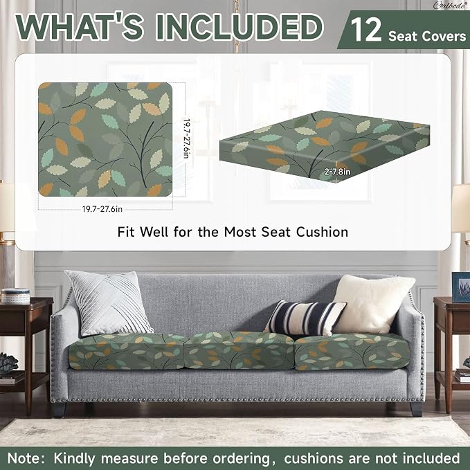 CALBODE 12Pcs Stretch Patio Cushion Cover - Image 2