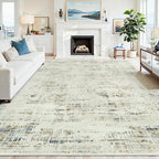 9x12 Washable Area Rug for Living Room Bedroom: Non-Slip Modern Gray White | by Oriannal