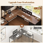 SEDETA Farmhouse L Shaped Office Desk - Image 7