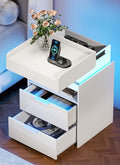 Turosur LED Night Stand with Gun Drawer, Smart Nightstand with Hidden Charging by Turosur