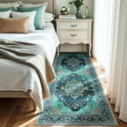 RELEANY Washable Area Rug, Runner 3'x7', Teal | Non-Slip, Water Repellent by RELEANY