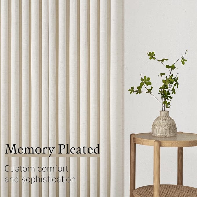 Topfinel 102 Inch Curtains 2 Panels Set, Two Packs Pinch Pleat Back Tab Linen - Image 7