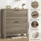 YOMILUVE Shoe Cabinet Storage for Entryway, Fluted Shoe Cabinet - Image 6